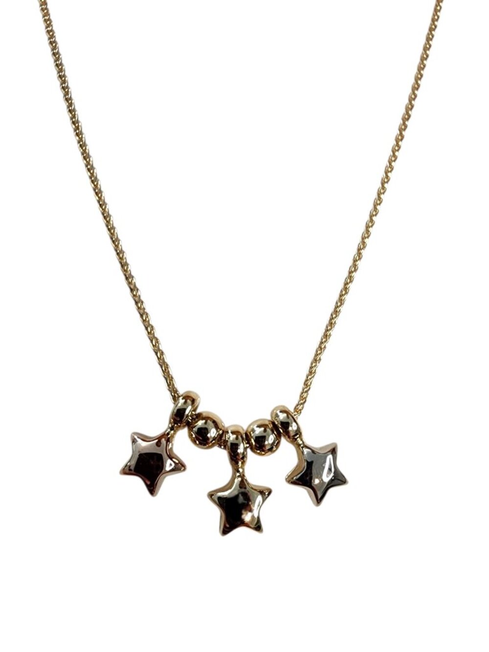 14K Tri-Color Gold Star Charms Necklace 16" #25216